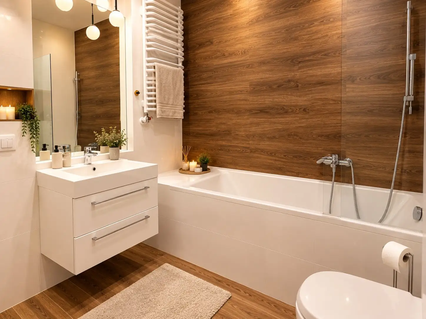 Skyline bathroom with bathtub