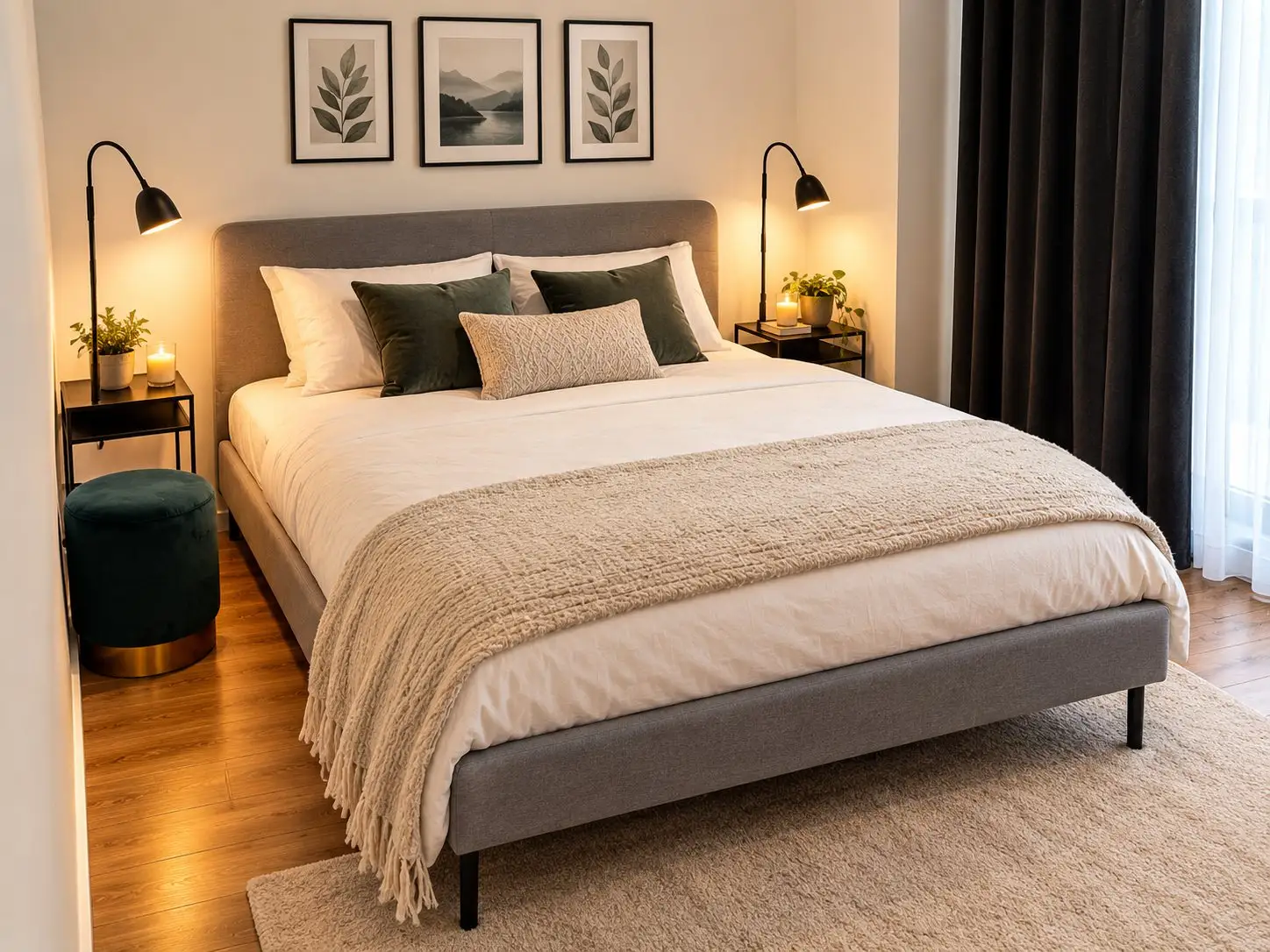 Skyline bedroom with a double bed