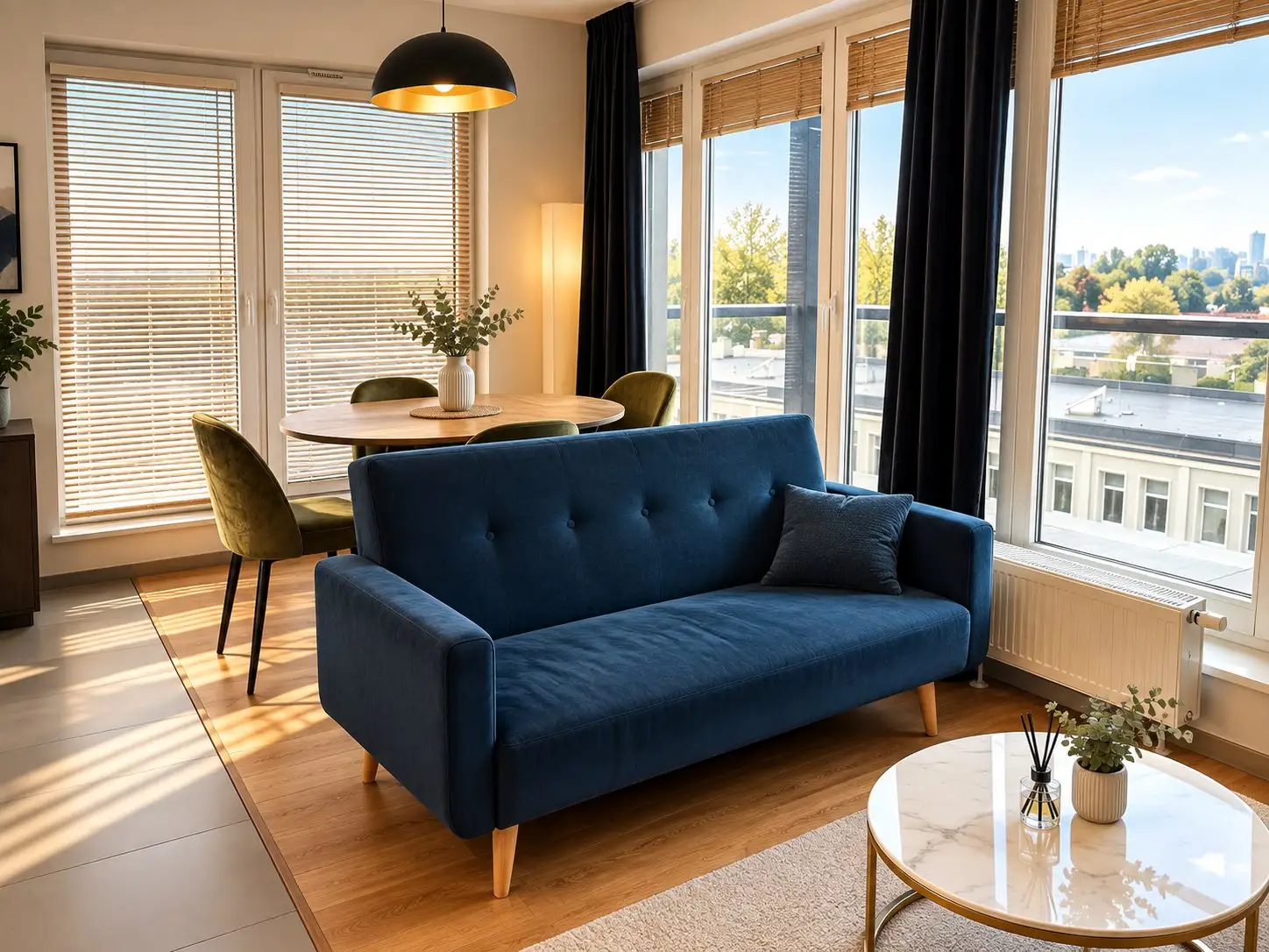 Living room of the Skyline apartment
